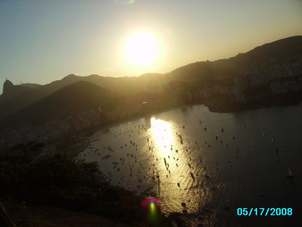 This picture was taken at sunset on Sugar Loaf Mountain, where many people visit to take in the breathtaking views.